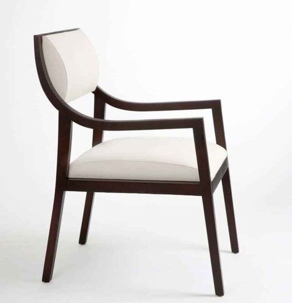 Modern Wood Frame Accent Chair with White Upholstery – Elegant Dining & Office Seating