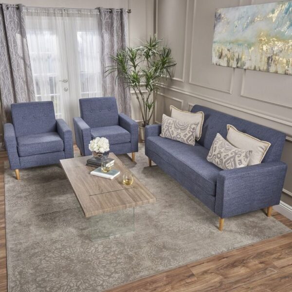 Modern 3+1+1 Fabric Sofa Set - Stylish Blue Sofa for Living Room