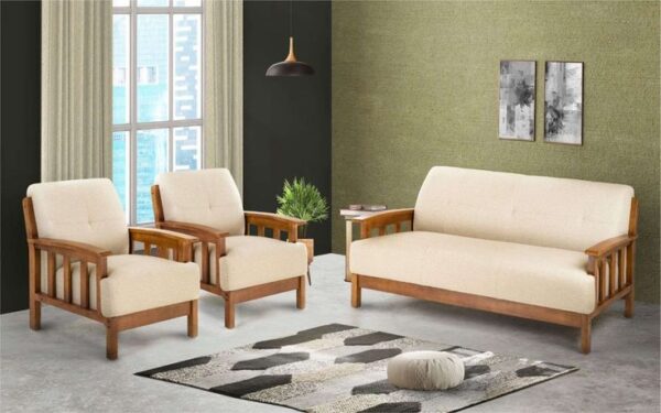 3+1+1 Wooden Sofa Set - Elegant and Durable Living Room Furniture
