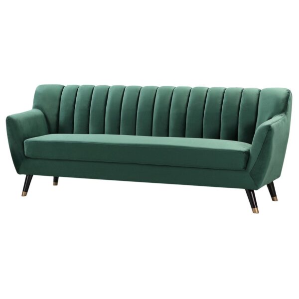 Modern 3-Seater Velvet Sofa – Deep Green Upholstery with Tufted Back