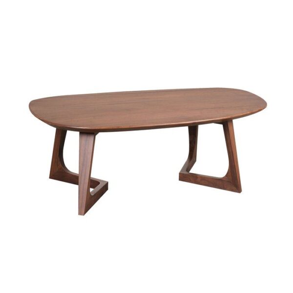 Mid-Century Walnut Coffee Table – Solid Wood Oval Table with Sculpted Legs