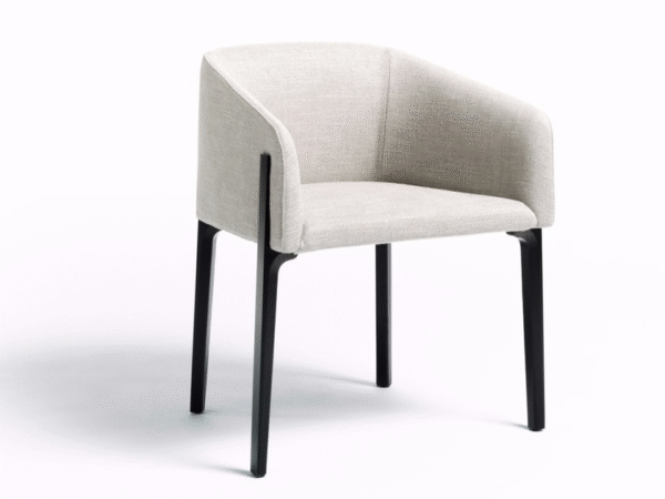 Contemporary Armchair in Light Beige with Slim Black Legs