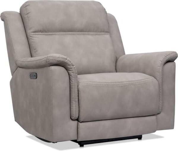 Contemporary Grey Power Recliner Chair with Stitch Detailing