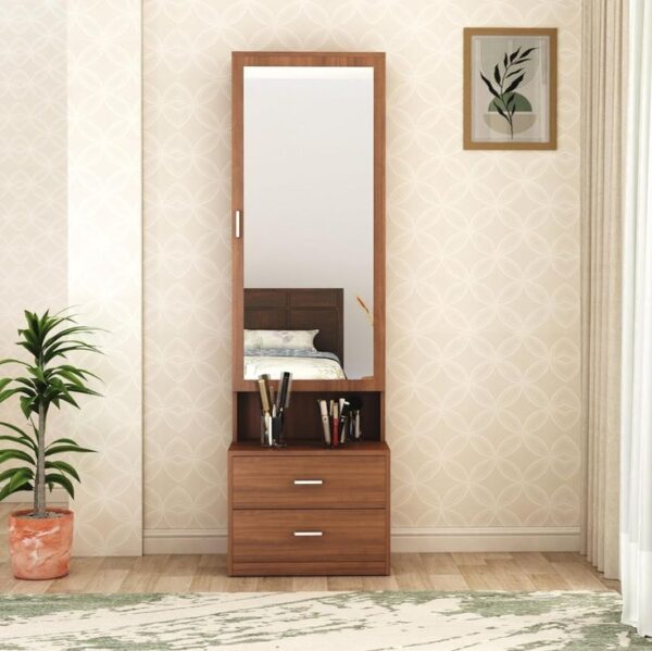 Elegant Wooden Dressing Table with Mirror and Storage Drawers