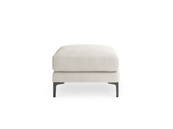 Modern Beige Upholstered Ottoman Pouffe with Sleek Metal Legs