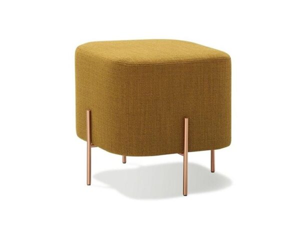 Mustard Yellow Modern Ottoman with Copper Legs