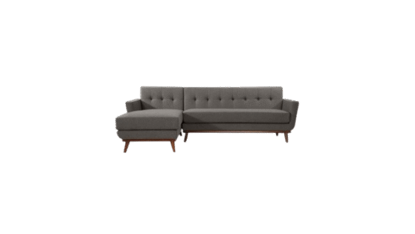 Modern Grey L-Shaped Sectional Sofa with Tufted Backrest