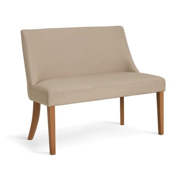 Modern Upholstered Beige Settee Bench with Wooden Legs