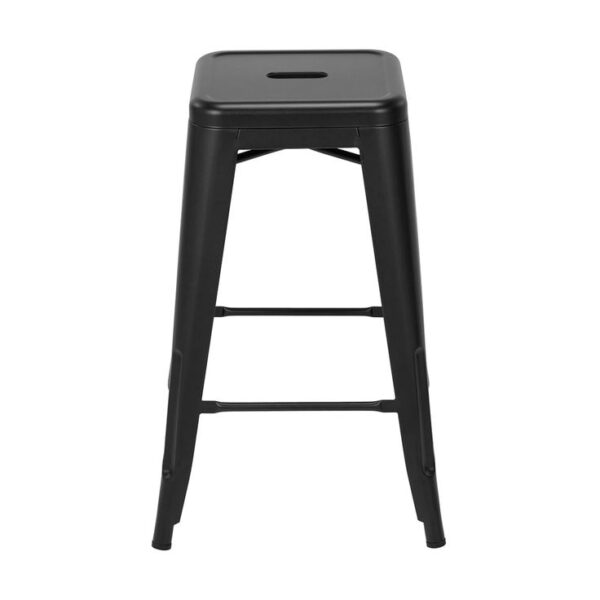Cafe Black Metal Bar Stool – Backless High Seating