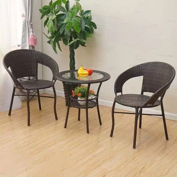 Restaurant Outdoor Wicker Set with Glass Top Table and Chairs