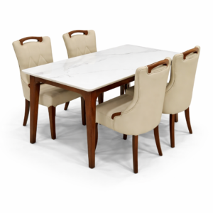 4 Seater Marble Top Dining Table Set