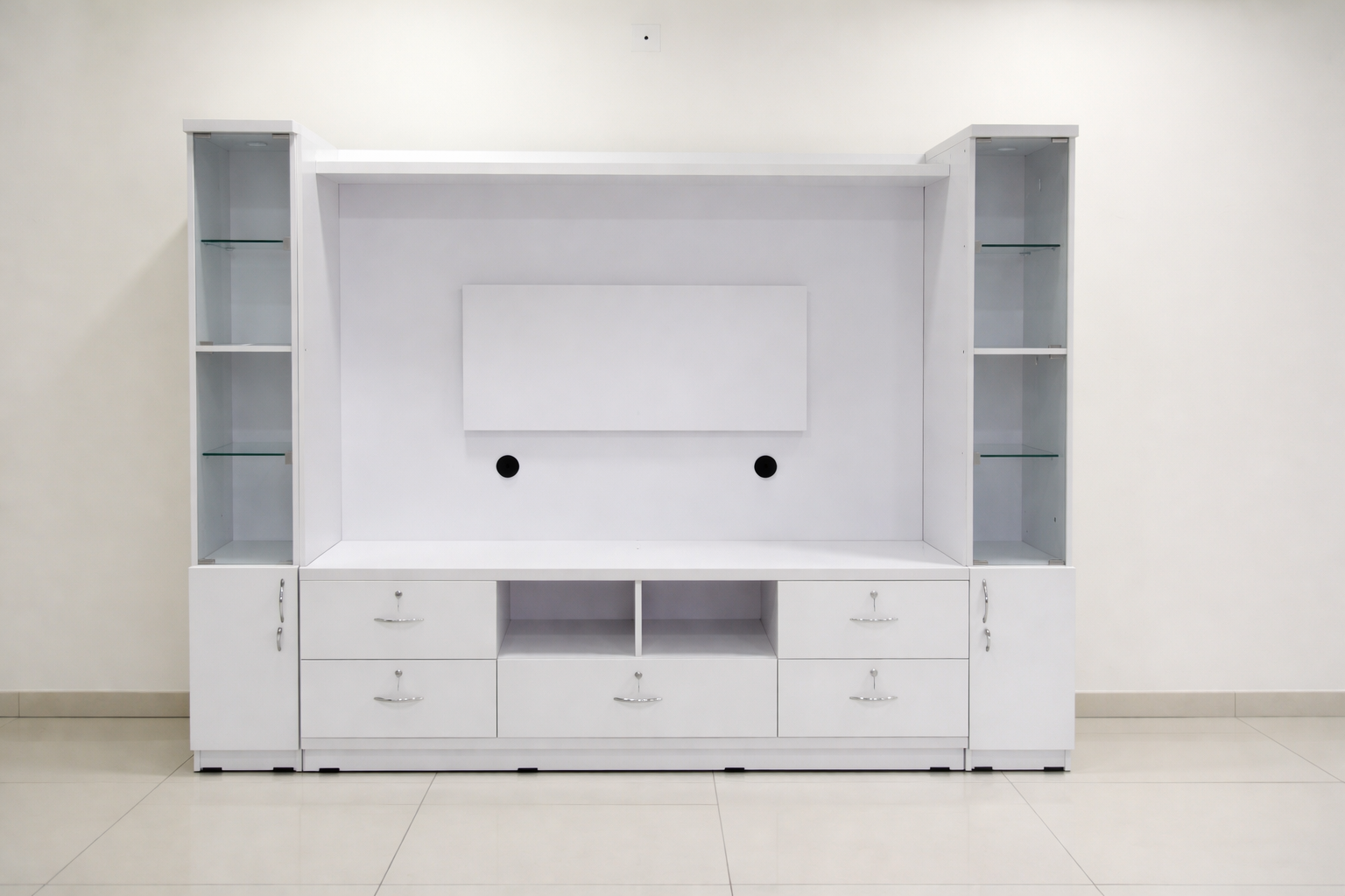 Modern Customised TV Unit with Display Cabinets – Premium TV Unit in Ahmedabad