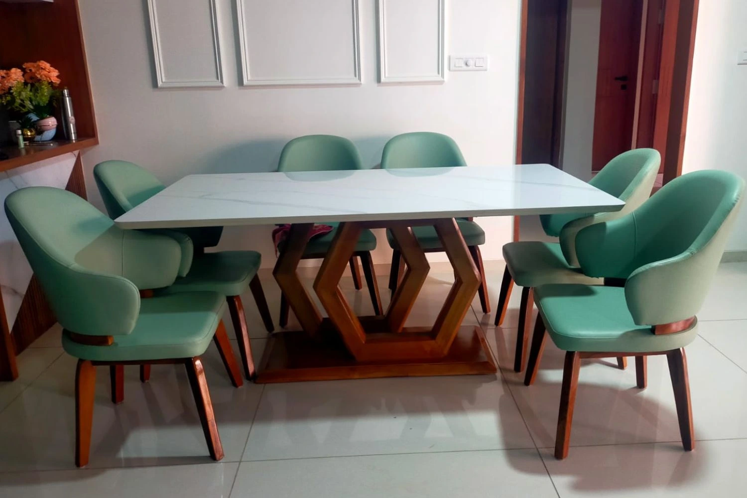 italian marble dining table set, 4,6,8 seater dining table set, italian marble dining table set in ahmedabad